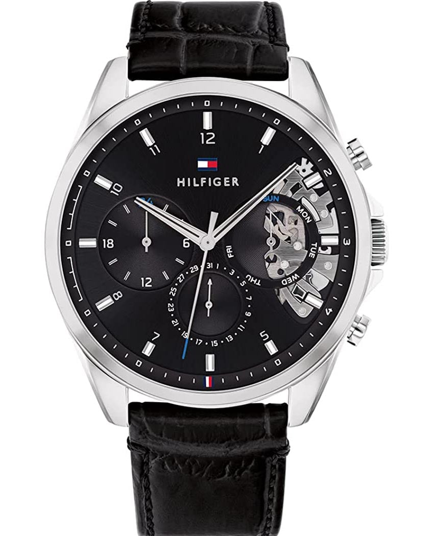 Buy Tommy Hilfiger Mens Quartz Leather Strap Black Dial 44mm Watch - 1710449 in Pakistan