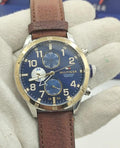 Buy Tommy Hilfiger Mens Quartz Brown Leather Strap Blue Dial 46mm Watch - 1791137 in Pakistan