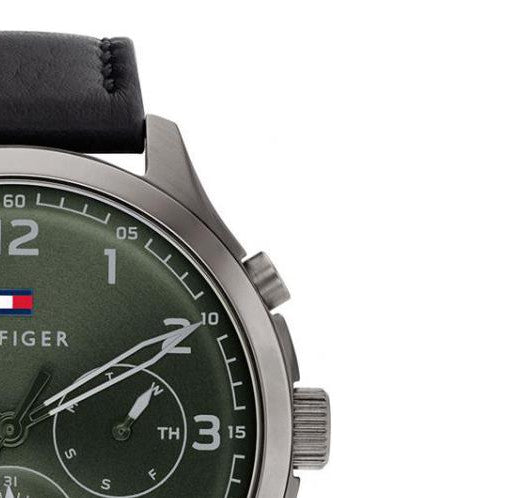 Buy Tommy Hilfiger Green Dial Black Leather Strap Watch for Men - 1791856 in Pakistan