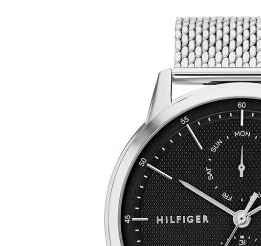 Buy Tommy Hilfiger Easton Black Dial Silver Mesh Bracelet Watch for Men - 1710433 in Pakistan