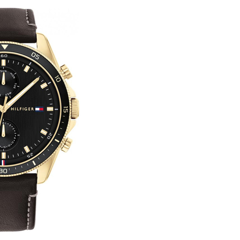 Buy Tommy Hilfiger Mens Quartz Leather Strap Black Dial 44mm Watch - 1791836 in Pakistan