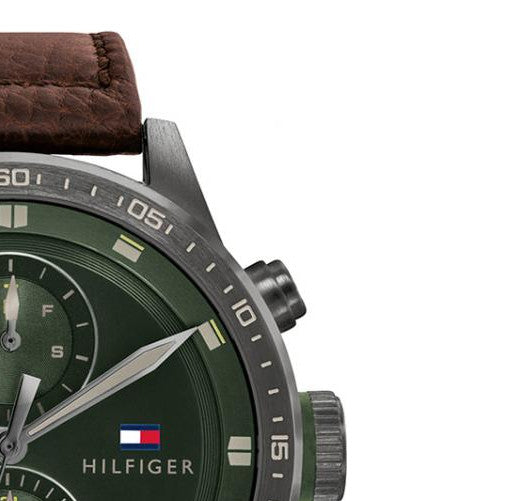 Buy Tommy Hilfiger Mens Quartz Leather Strap Green Dial 46mm Watch - 1791809 in Pakistan
