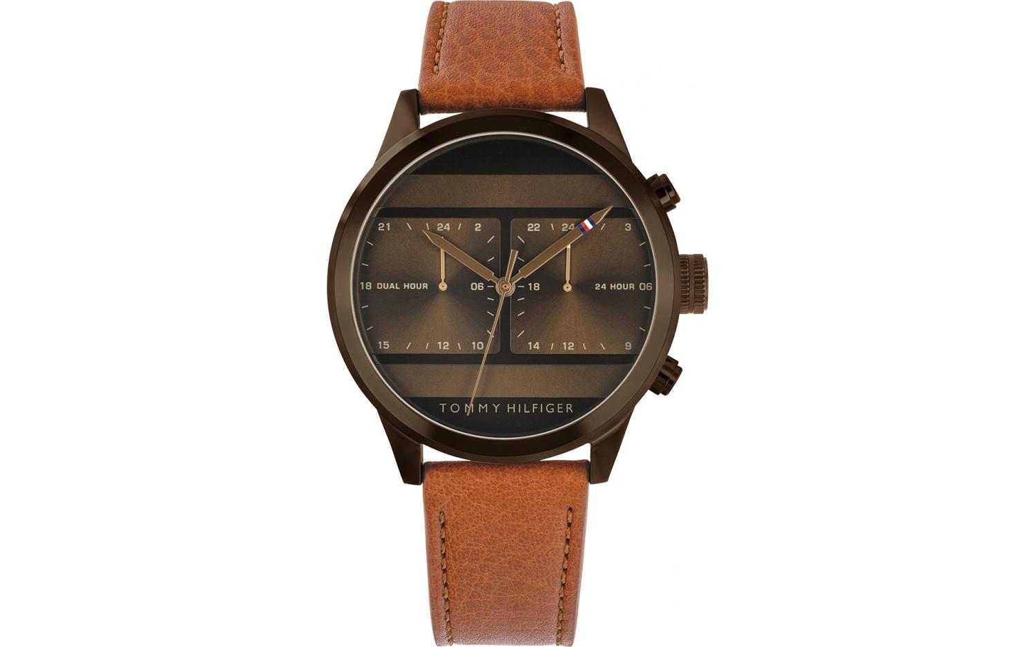 Buy Tommy Hilfiger Mens Quartz Brown Leather Strap Brown Dial 44mm Watch - 1791594 in Pakistan