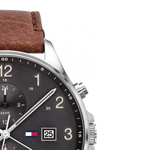 Buy Tommy Hilfiger Mens Quartz Leather Strap Grey Dial 44mm Watch - 1791710 in Pakistan