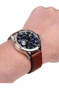 Buy Tommy Hilfiger Mens Quartz Brown Leather Strap Blue Dial 46mm Watch - 1791137 in Pakistan