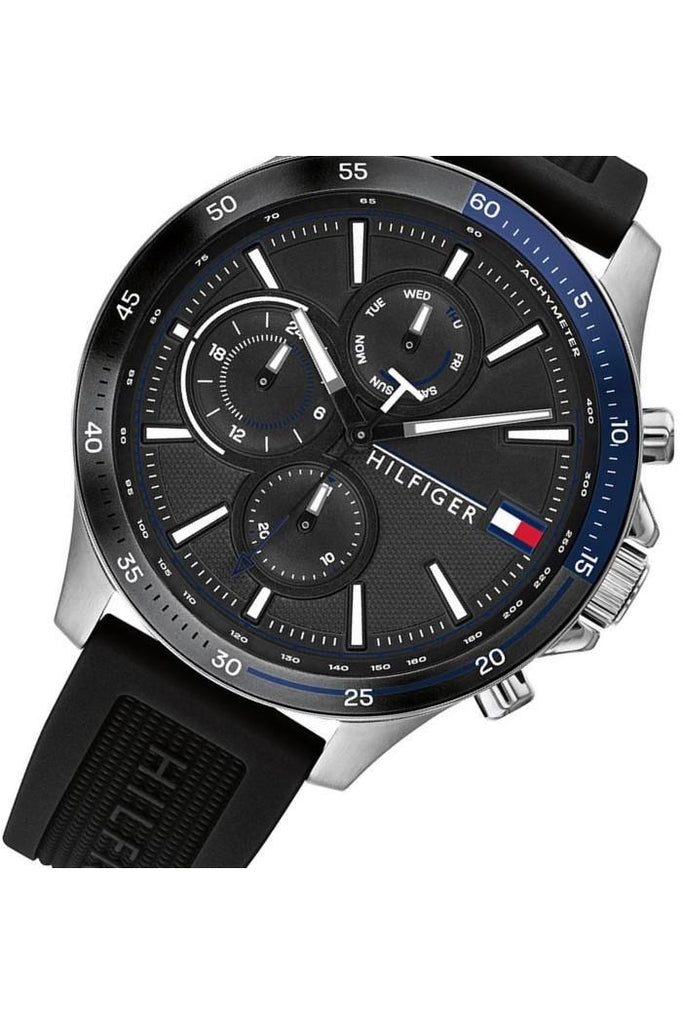 Buy Tommy Hilfiger Mens Quartz Silicone Strap Black Dial 46mm Watch - 1791724 in Pakistan