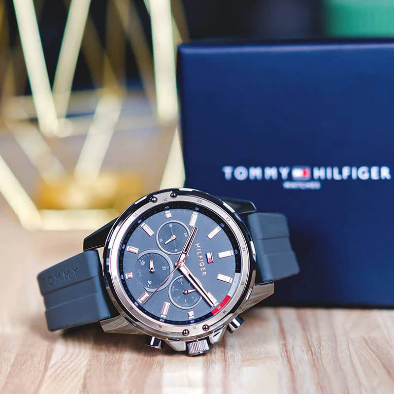 Buy Tommy Hilfiger Mens Quartz Silicone Strap Grey Dial 45mm Watch - 1791792 in Pakistan