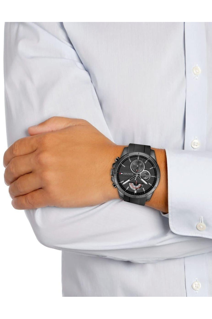 Buy Tommy Hilfiger Mens Quartz Black Silicone Strap Black Dial 46mm Watch - 1791352 in Pakistan