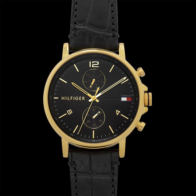 Buy Tommy Hilfiger Mens Quartz Leather Strap Black Dial 44mm Watch - 1710417 in Pakistan