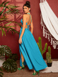 Buy SHEIN Travachic Ring Linked Criss-Cross Tie Backless M-Slit Hem Dress in Pakistan