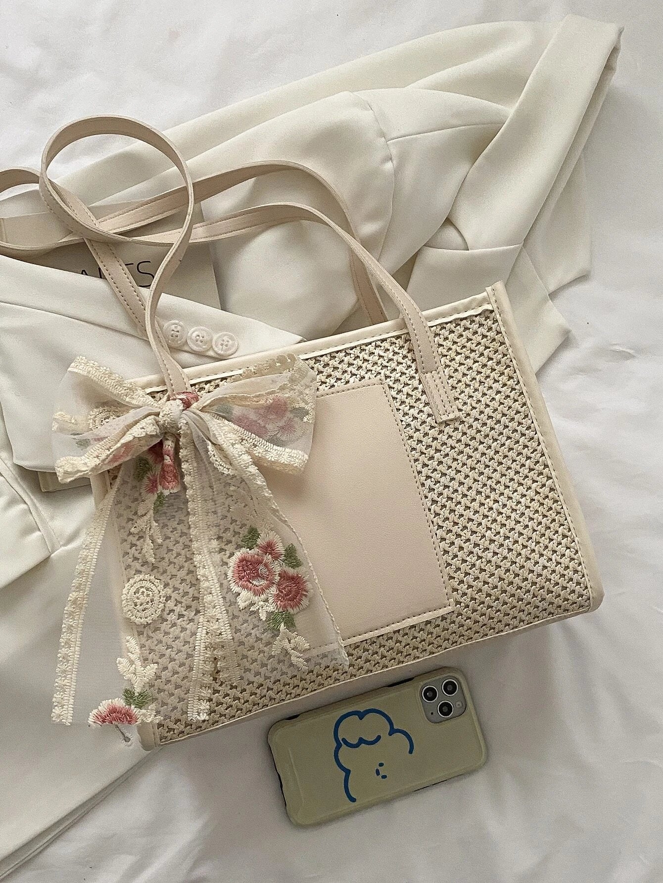 Buy Trendy Lightweight,Casual Bow Decor Straw Bag For Teen Girls Women College Students Perfect For College in Pakistan