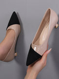 Buy SHEIN Two Tone Point Toe Heeled Court Pumps, Multicolor Elegant Color Blocking Women's High Heel Single Shoes in Pakistan