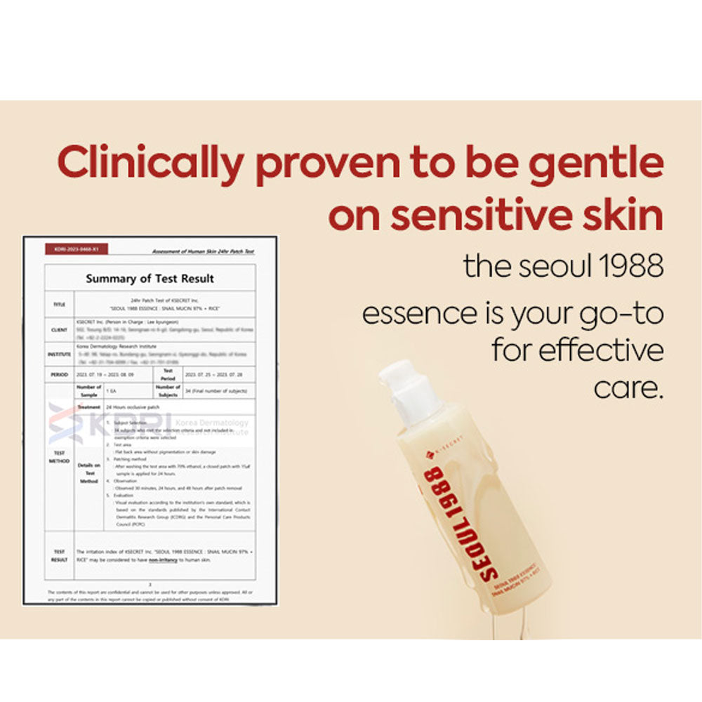 Buy K-SECRET SEOUL 1988 ESSENCE : SNAIL MUCIN 97% + RICE -100ml in Pakistan