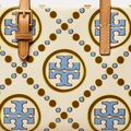 Buy Tory Burch Mini T Monogram Contrast Embossed Square Tote (New Ivory/Dauphin Blue) in Pakistan