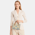 Buy Tory Burch Mini T Monogram Contrast Embossed Square Tote (New Ivory/Dauphin Blue) in Pakistan