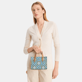 Buy Tory Burch Mini T Monogram Contrast Embossed Square Tote (New Ivory/Dauphin Blue) in Pakistan