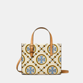 Buy Tory Burch Mini T Monogram Contrast Embossed Square Tote (New Ivory/Dauphin Blue) in Pakistan