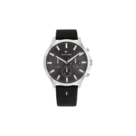 Buy Tommy Hilfiger Mens Quartz Black Leather Strap Grey Dial 44mm Watch - 1710495 in Pakistan