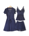 Buy Sajiero Silk Pajama Suit with Gown - Midnight Blush in Pakistan