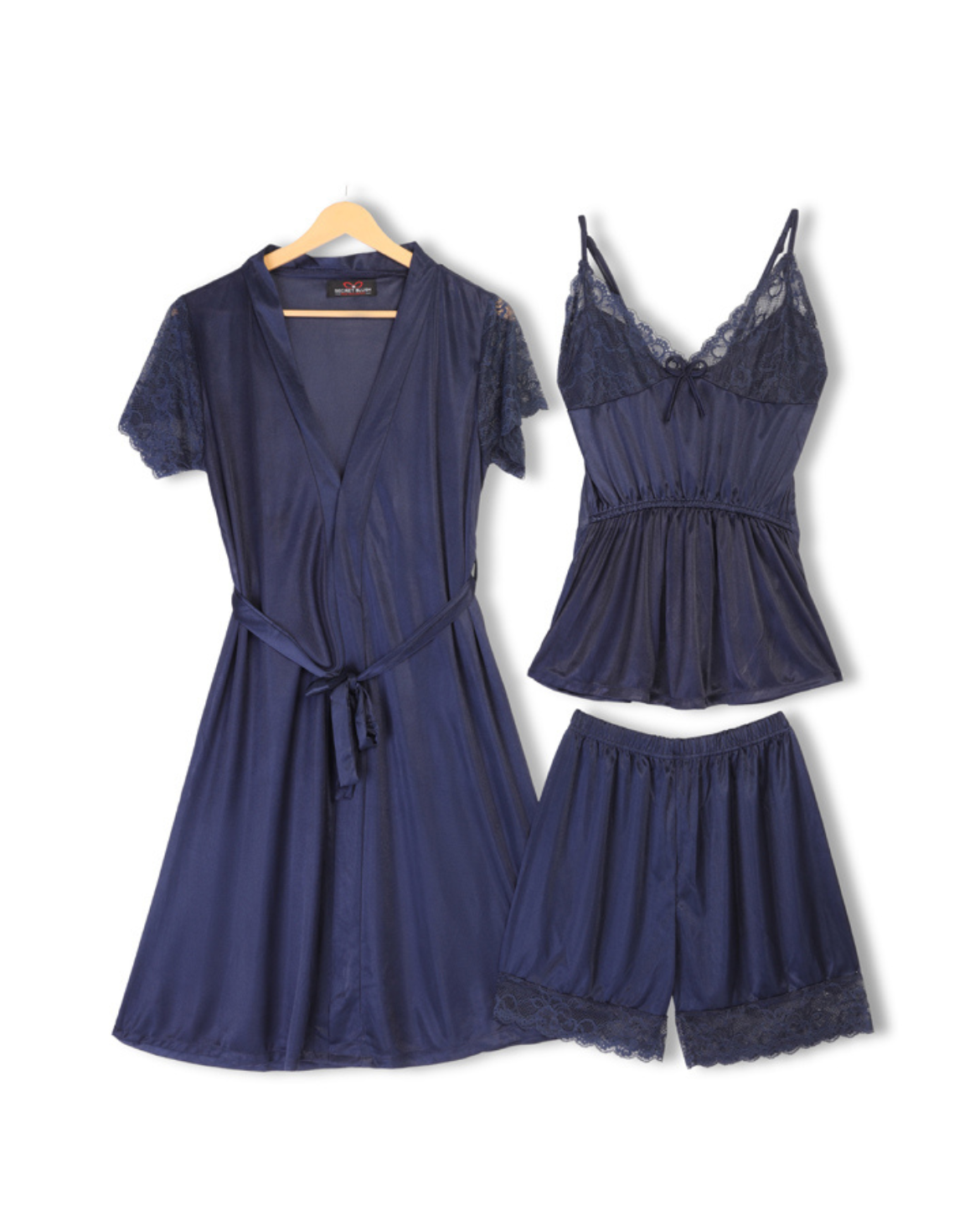 Buy Sajiero Silk Pajama Suit with Gown - Midnight Blush in Pakistan