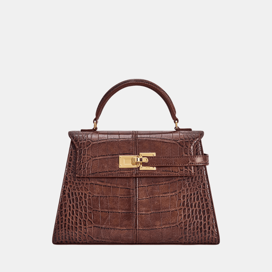 Buy JW Pei Elise Large Croc-Embossed Top Handle Bag (Chestnut Brown) in Pakistan