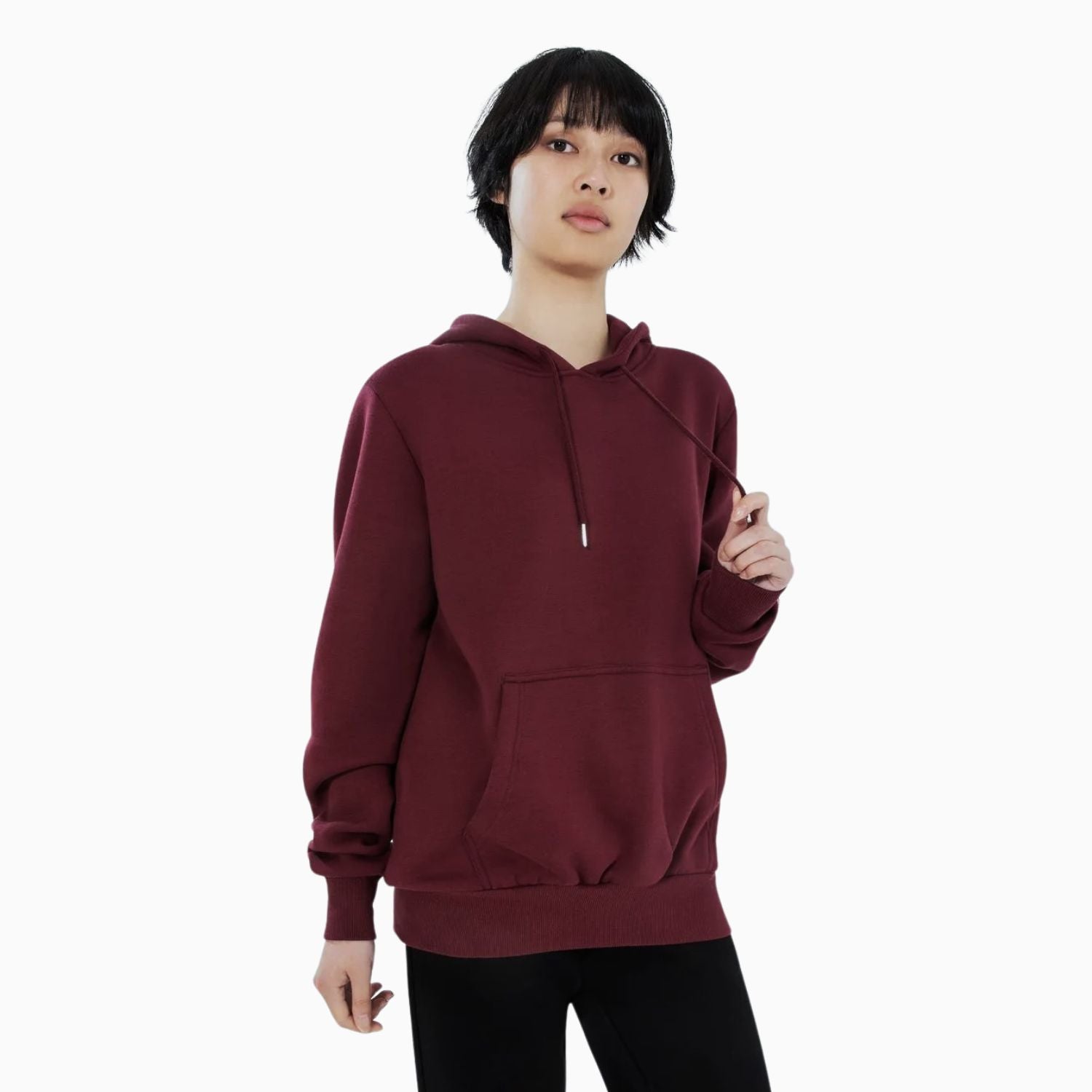 Buy Basic Loose Fit Hoodie - Burgundy in Pakistan