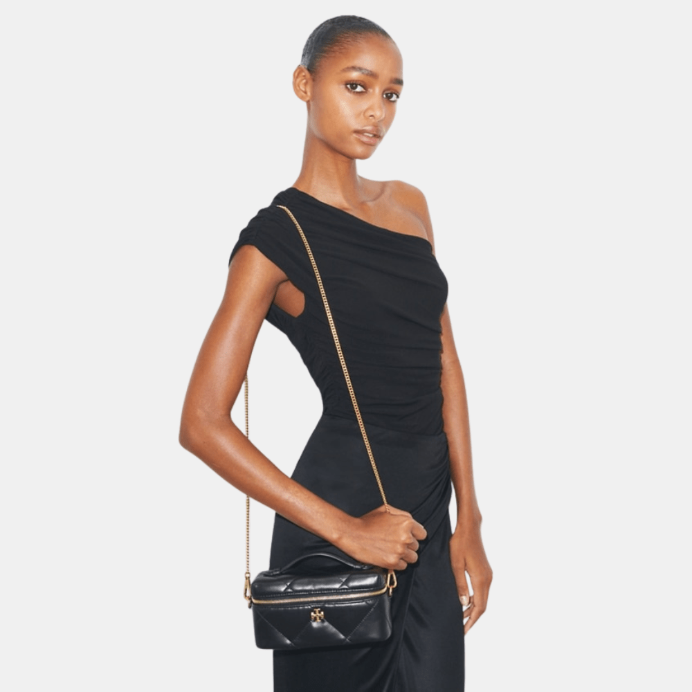 Buy Tory Burch Kira Diamond Quilt East-West Vanity Case (Black) in Pakistan
