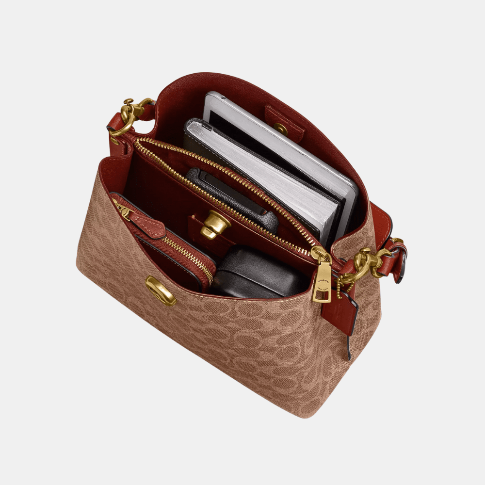 Buy Coach Willow Bucket Bag In Signature Canvas (Tan/Rust) in Pakistan