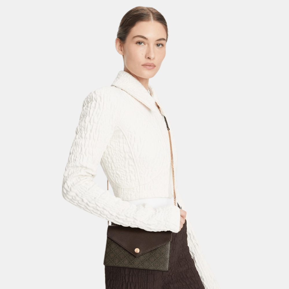 Buy Tory Burch T Monogram Coasted Canvas Envelope Crossbody (French Press) in Pakistan