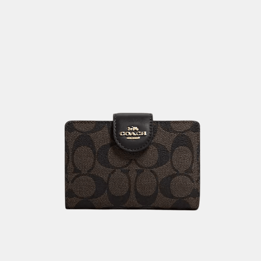 Buy Coach Mini Wallet In Signature Canvas (Black/Walnut) in Pakistan
