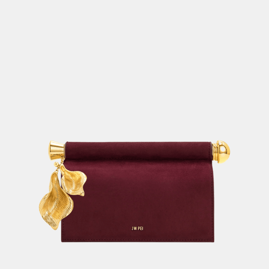 Buy JW Pei Holly Faux Suede Metal Pendant Embellished Clutch (Reddish Brown) in Pakistan