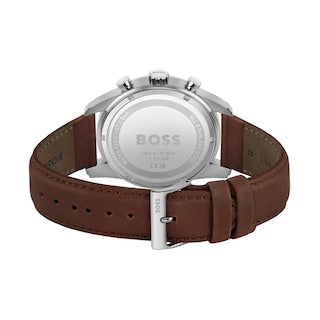 Buy Hugo Boss Mens Quartz Brown Leather Strap Silver Dial 44mm Watch - 1513495 in Pakistan