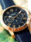 Buy Fossil Men's Quartz Chronograph Blue Leather Strap Blue Dial 44mm Watch FS4835 in Pakistan