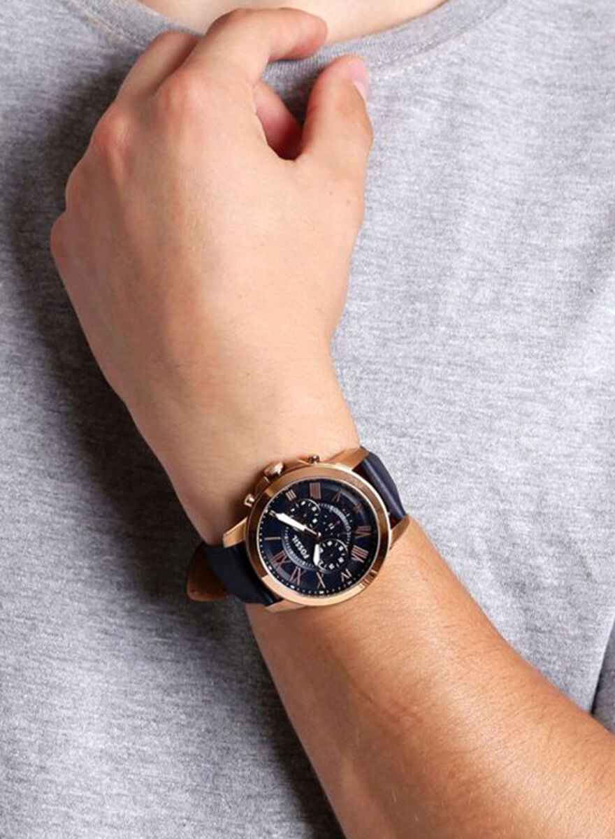 Buy Fossil Men's Quartz Chronograph Blue Leather Strap Blue Dial 44mm Watch FS4835 in Pakistan