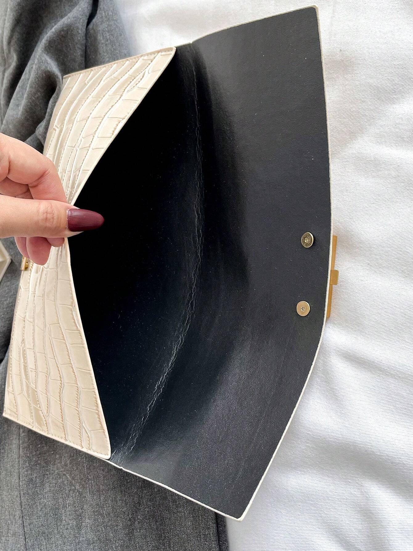 Buy SHEIN Vintage Crocodile Pattern Envelope Clutch Bag With Lock For Women, Simple And Elegant in Pakistan