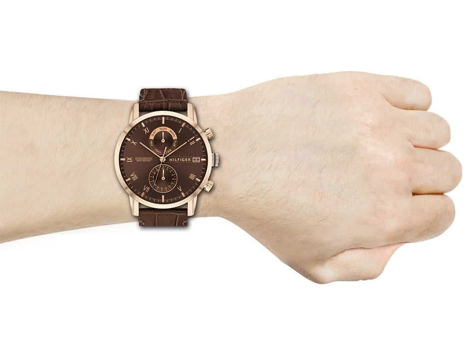 Buy Tommy Hilfiger Mens Quartz Leather Strap Brown Dial 44mm Watch - 1710400 in Pakistan