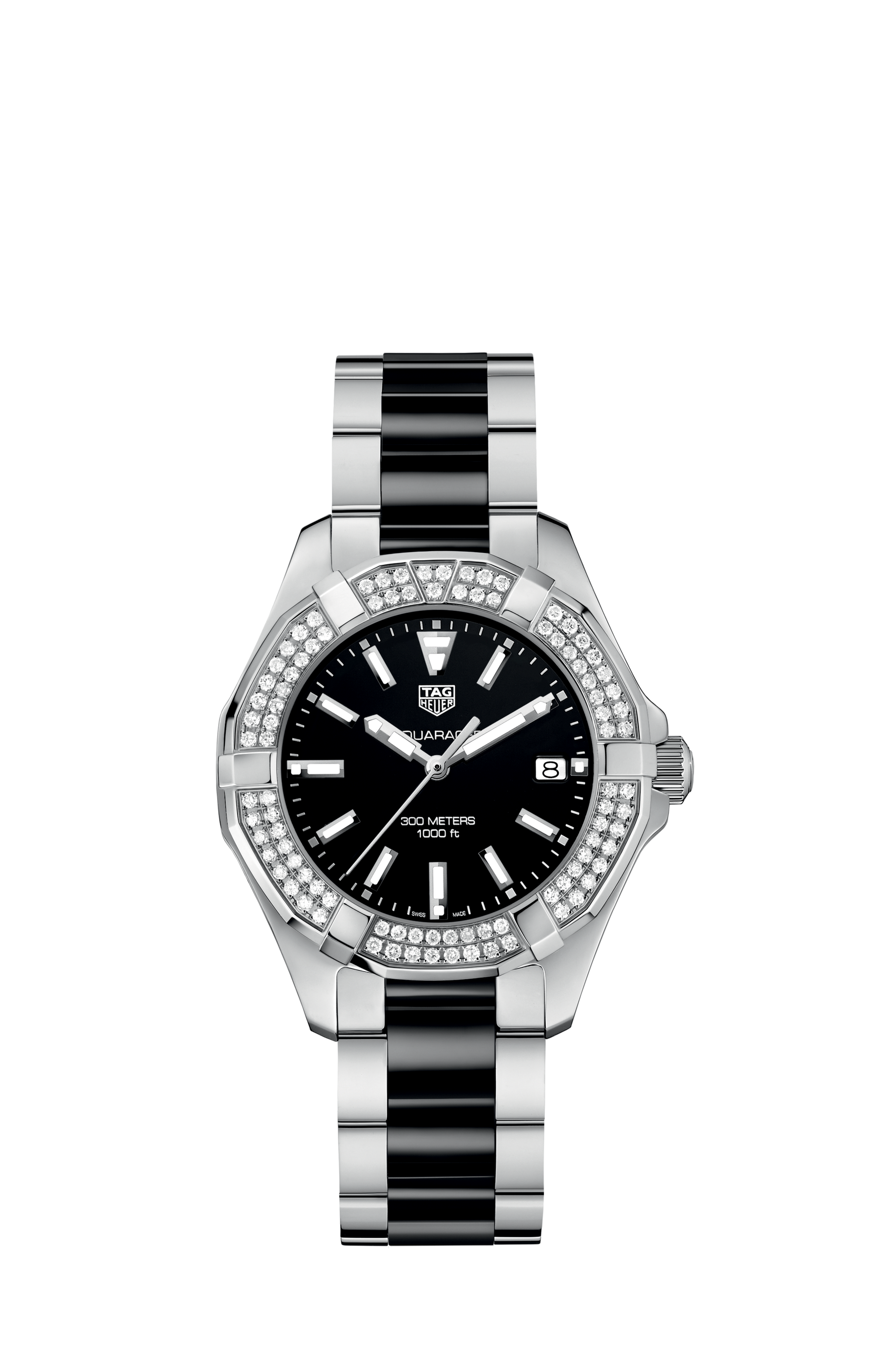 Buy Tag Heuer Aquaracer Lady 300M Black Dial with Diamonds Two Tone Steel Strap Watch for Women - WAY131E.BA0913 in Pakistan