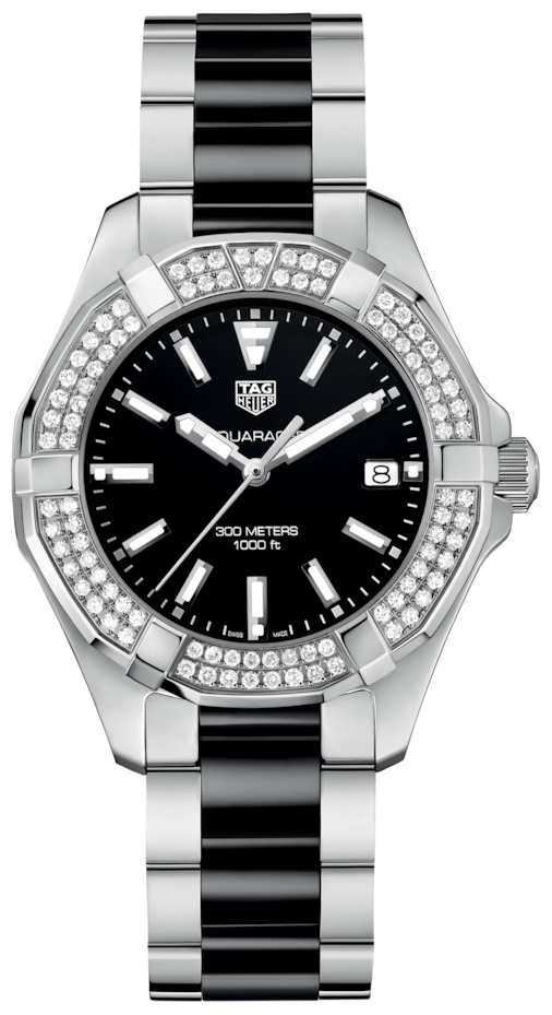 Buy Tag Heuer Aquaracer Lady 300M Black Dial with Diamonds Two Tone Steel Strap Watch for Women - WAY131E.BA0913 in Pakistan