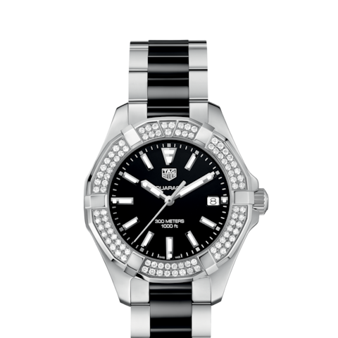 Buy Tag Heuer Aquaracer Lady 300M Black Dial with Diamonds Two Tone Steel Strap Watch for Women - WAY131E.BA0913 in Pakistan