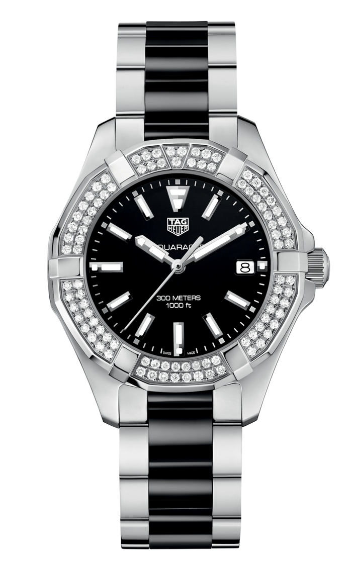 Buy Tag Heuer Aquaracer Lady 300M Black Dial with Diamonds Two Tone Steel Strap Watch for Women - WAY131E.BA0913 in Pakistan