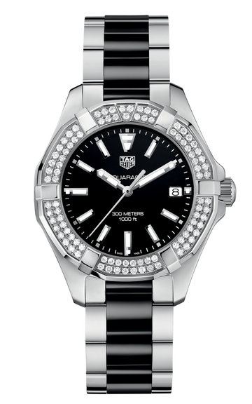 Buy Tag Heuer Aquaracer Lady 300M Black Dial with Diamonds Two Tone Steel Strap Watch for Women - WAY131E.BA0913 in Pakistan