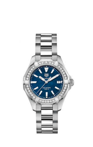 Buy Tag Heuer Aquaracer 35mm Blue Diamonds Dial Silver Steel Strap Watch for Women - WAY131N.BA0748 in Pakistan