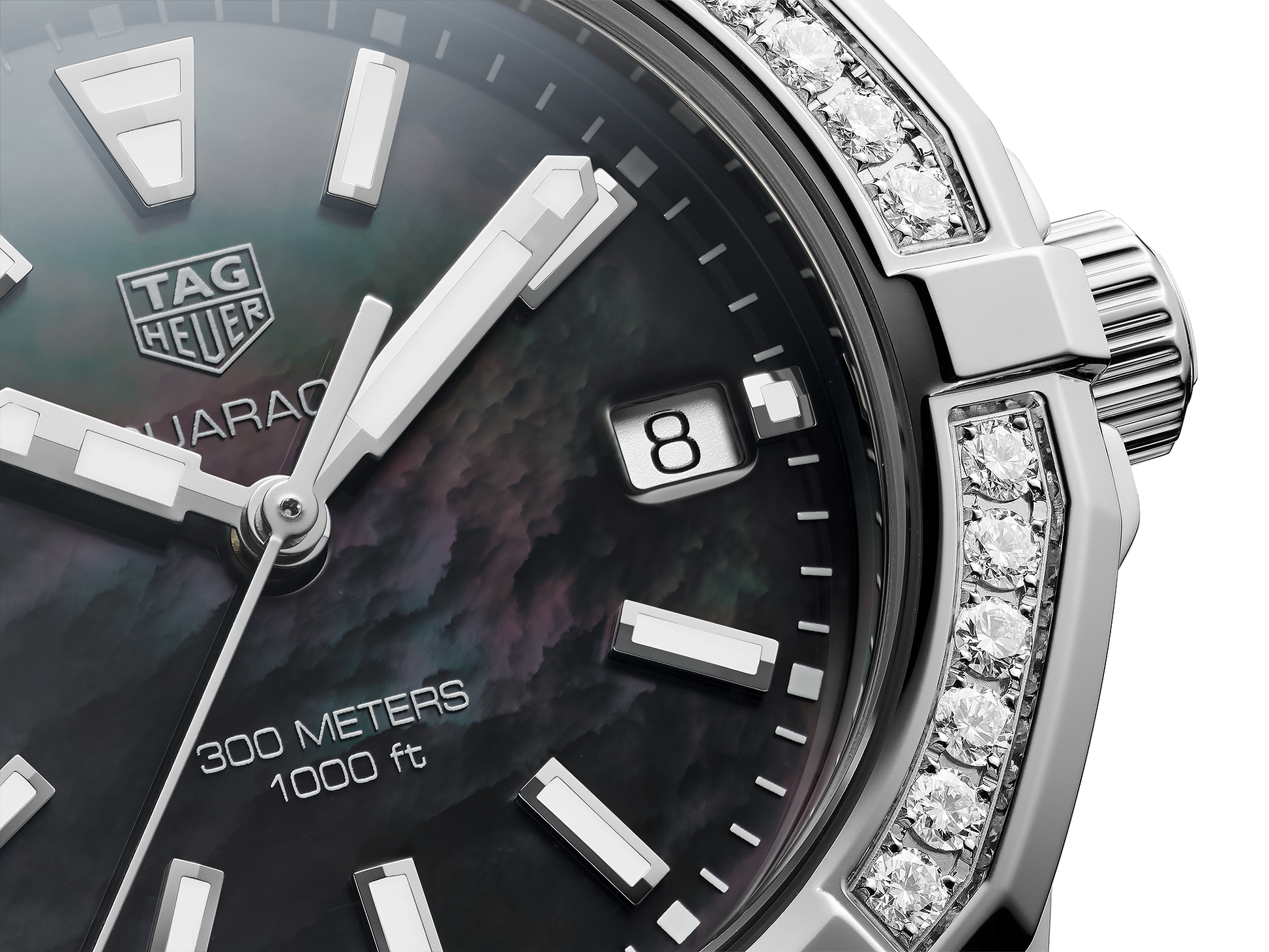 Buy Tag Heuer Aquaracer Black Mother of Pearl Dial with Diamonds Silver Steel Strap Watch for Women - WAY131P.BA0748 in Pakistan