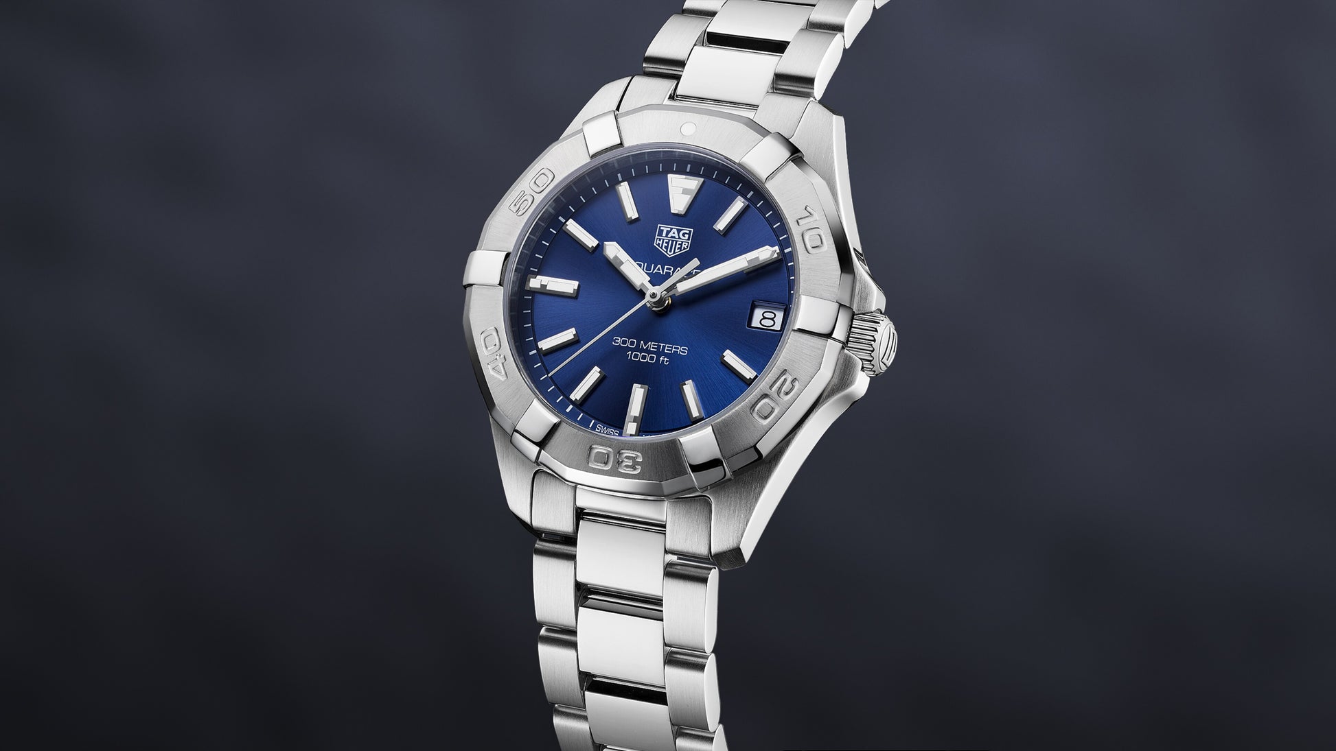 Buy Tag Heuer Aquaracer Blue Dial Silver Steel Strap Watch for Women - WBD1312.BA0740 in Pakistan