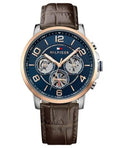 Buy Tommy Hilfiger Mens Quartz Brown Leather Strap Blue Dial 46mm Watch - 1791137 in Pakistan