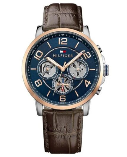 Buy Tommy Hilfiger Mens Quartz Brown Leather Strap Blue Dial 46mm Watch - 1791137 in Pakistan