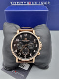 Buy Tommy Hilfiger Mens Quartz Brown Leather Strap Black Dial 45mm Watch - 1710379 in Pakistan