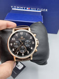 Buy Tommy Hilfiger Mens Quartz Brown Leather Strap Black Dial 45mm Watch - 1710379 in Pakistan