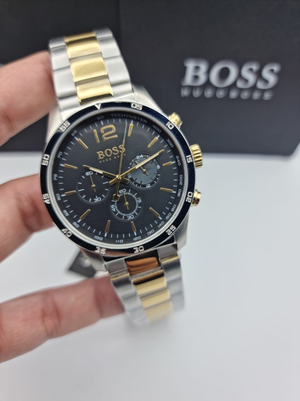 Buy Hugo Boss Mens Chronograph Quartz Stainless Steel Black Dial 44mm Watch - 1513529 in Pakistan