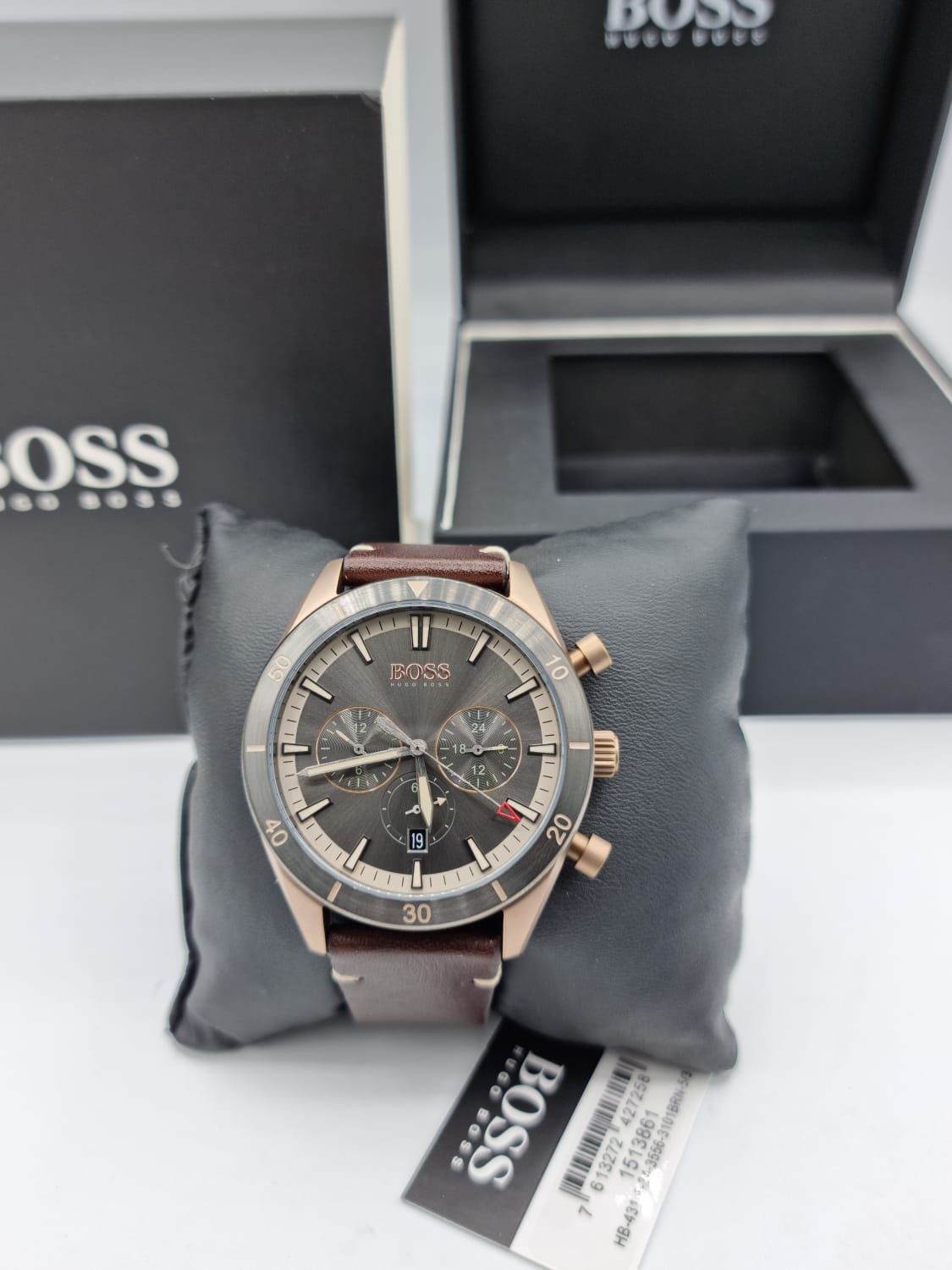 Buy Hugo Boss Mens Quartz Brown Leather Strap Grey Dial 46mm Watch - 1513882 in Pakistan